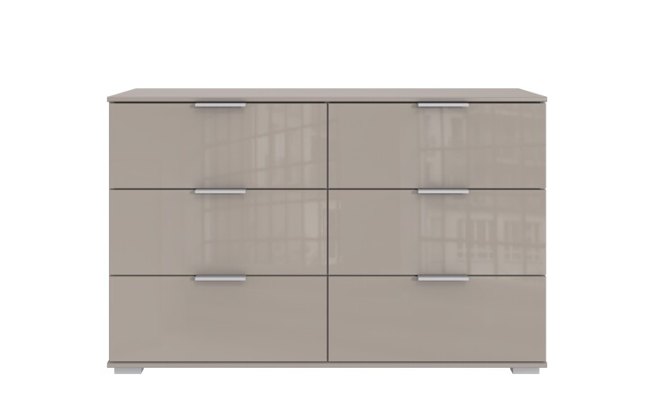 Schubkastenkommode >Easy Plus< 6 Schubladen, in SAHARAGRAU - 130x83x41cm (BxHxT)