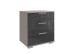 Nachtkommode >Easy Plus< 3 Schübe, SAHARAGRAU + GLAS GREY - 52x58x38cm (BxHxT)