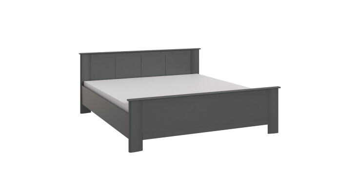 Bettanlag >Chalet< (3-teilig) Doppelbett + 2 Nachtkonsolen, Graphit - 293x85x210cm BxHxT