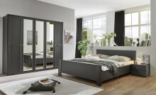 Drehtürenschrank >Chalet< 5 Türen, 3 Böden, 3 Stangen, Spiegel / Graphit - 225x210x58cm (BxHxT)