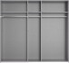 Drehtürenschrank >Chalet< 5 Türen, 3 Böden, 3 Stangen, Spiegel / Graphit - 225x210x58cm (BxHxT)
