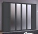 Drehtürenschrank >Chalet< 6 Türen, 3 Böden, 3 Stangen, Spiegel / Graphit - 270x210x58cm (BxHxT)