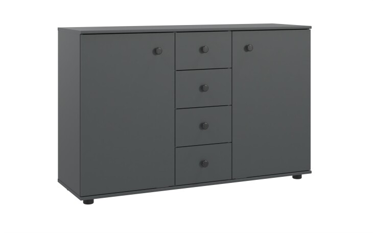 Sideboard >Chalet< 2 Türen, 4 Schübe, Graphit - 130x83x41cm (BxHxT)