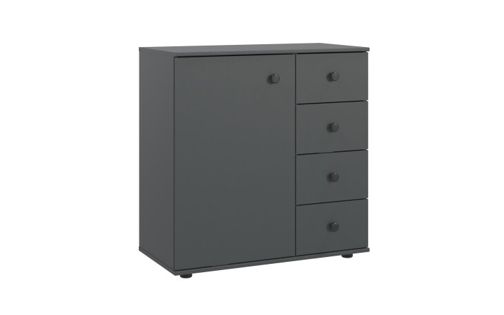 Kombikommode >Chalet< 1 Tür, 4 Schubladen, Graphit - 81x83x41cm (BxHxT)