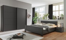 Schwebetürenschrank >Chalet< 2 Böden, 2 Stangen, Graphit - 180x208x65cm (BxHxT)