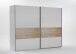 Schwebetürenschrank >Bert< 3 Böden, 3 Stangen, Weiß / Eiche Sägerau Dekor - 270x208x65cm (BxHxT)