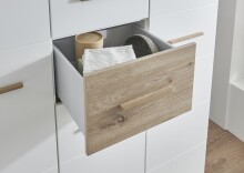 Drehtürenschrank >Fehmarn< 2 Stangen, 2 Böden, Weiß / Viking-oak Dekor - 84x202x58cm (BxHxT)