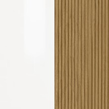 Schuhkommode >Lady< 10 Böden, weiss hochglanz / Eiche Dekor - 120x115x34 (BxHxT)