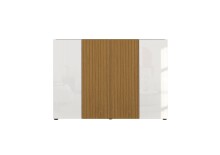 Schuhkommode >Lady< 10 Böden,  weiss hochglanz / Eiche Dekor  - 160x115x34 (BxHxT)