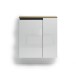 Hängeschuhschrank >Zippo< 8 Böden,  weiss hochglanz / Eiche Dekor  - 80x85x35,1cm (BxHxT)