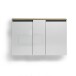Hängeschuhschrank >Zippo< 8 Böden, weiss hochglanz / Eiche Dekor - 129,7x85x35,1 (BxHxT)