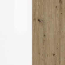 Schuhkommode >Zippo< 10 Böden, weiss hochglanz / Eiche Dekor - 129,7x113,2x35,1 (BxHxT)