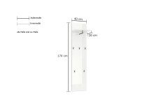 Garderobenpaneel >Zippo< 5 Haken, Ablage, weiss hochglanz / schwarz - 40x170x27,6 (BxHxT)