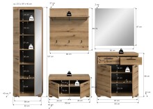Garderoben-Set >Scout< (5-teilig) in Evoke Eiche Dekor - 272x197x40cm (BxHxT)
