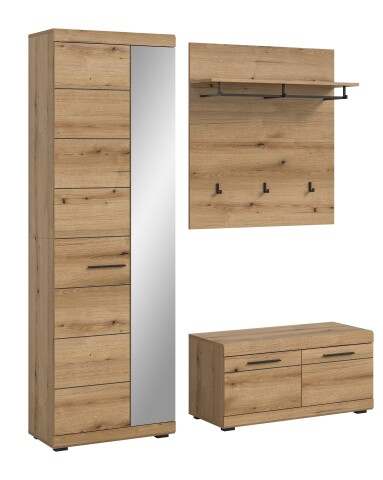 Garderoben-Set >Scout< (3-teilig) in Evoke Eiche Dekor - 167x197x40cm (BxHxT)