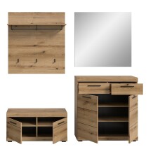 Garderoben-Set >Scout< (4-teilig) in Evoke Eiche Dekor - 195x197x40cm (BxHxT)