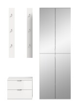 Garderoben-Set >Projekt X< in weiß / weiß hochglanz - 128x191x37cm (BxHxT)