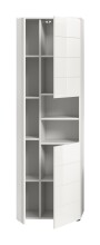 Hochschrank >Vira< 3 Türen, weiß / weiß hochglanz - 60x190x34cm (BxHxT)