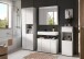 Hochschrank >Vira< 3 Türen, weiß / weiß hochglanz - 60x190x34cm (BxHxT)