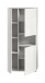 Hochschrank >Vira< 3 Türen, weiß / weiß hochglanz - 60x133x34cm (BxHxT)