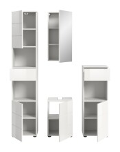 Badezimmer-Set >Vira< (4-teilig) in weiß / weiß hochglanz - 144x190x34cm (BxHxT)