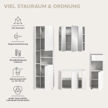 Badezimmer-Set >Vira< (3-teilig) in weiß / weiß hochglanz - 157x190x34cm (BxHxT)