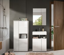 Badezimmer-Set >Vira< (3-teilig) in weiß / weiß hochglanz - 135x190x34cm (BxHxT)