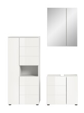 Badezimmer-Set >Vira< (3-teilig) in weiß / weiß hochglanz - 135x190x34cm (BxHxT)
