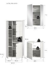 Badezimmer-Set >Vira< (3-teilig) in weiß / weiß hochglanz - 135x190x34cm (BxHxT)