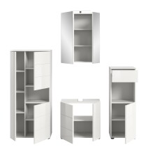 Badezimmer-Set >Vira< (4-teilig) in weiß / weiß hochglanz - 188x190x34cm (BxHxT)