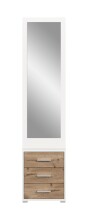 Kompaktgarderobe >Polo< 3 Schübe, weiß / nox oak / Spiegel - 45x190x38cm (BxHxT)