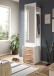 Kompaktgarderobe >Polo< 3 Schübe, weiß / nox oak / Spiegel - 45x190x38cm (BxHxT)