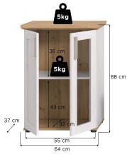 Vitrine >Verona< hängend / stehend montierbar, Sibiu Lärche Dekor - 64x88x37cm (BxHxT)