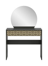 Schminktisch >Prisma< mir Schubladen, schwarz / goldfarbig / Spiegel - 90x133x39cm (BxHxT)