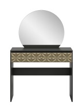 Schminktisch >Prisma< mir Schubladen, schwarz / goldfarbig / Spiegel - 90x133x39cm (BxHxT)