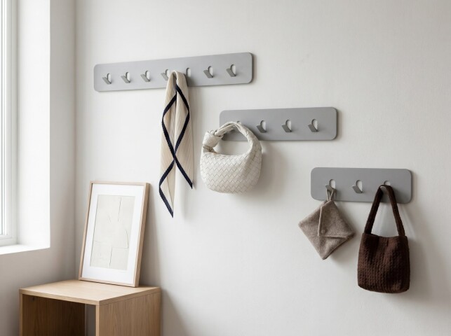 Garderobenleiste >Tilly 2< 5 Haken, in grau, Metall - 50x10x3cm (BxHxT)