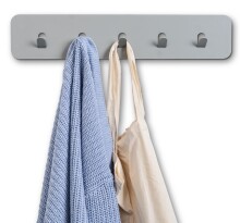 Garderobenleiste >Tilly 2< 5 Haken, in grau, Metall - 50x10x3cm (BxHxT)