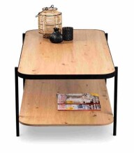 Couchtisch >Pina 2< Ablageboden, Artisaneiche Dekor, MDF + Metall - 120x45x64cm (BxHxT)