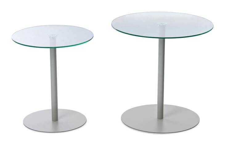 Satztisch >Lia< (2er-Set) in klarglas / beige - Ø/H: 40/45 cm + Ø/H: 50/50 cm