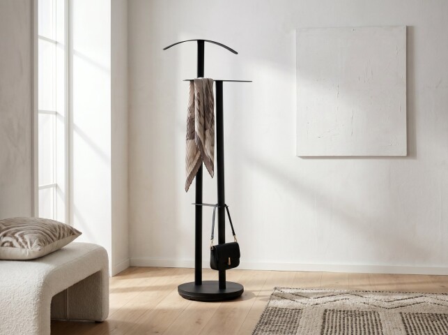 Herrendiener >Herrendiener Tobi< Hosen- und Bügelhalter, schwarz, Metall - 45x113x28cm (BxHxT)