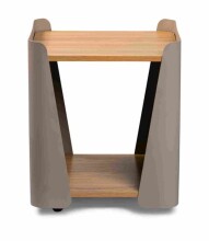 Beistelltisch >Sandro 3< Rollen, Ablage, Eiche Dekor, Metall braun + MDF - 40x48x40cm (BxHxT)