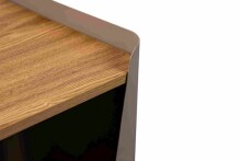 Beistelltisch >Sandro 3< Rollen, Ablage, Eiche Dekor, Metall braun + MDF - 40x48x40cm (BxHxT)