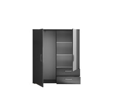 Stauraumschrank >Adeline< 2 Böden, 2 Schübe, Stange, Farbe Graphit - 120x140x38cm (BxHxT)