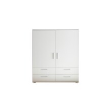 Stauraumschrank >Adeline< 2 Schübe, 2 Böden, Kleiderstange, Weiß - 120x140x38cm (BxHxT)