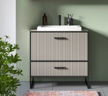 Waschtisch-Set >Bagno< mit Waschbecken, in kaschmir - 80x84x48cm (BxHxT)