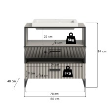 Waschtisch-Set >Bagno< mit Waschbecken, in kaschmir - 80x84x48cm (BxHxT)