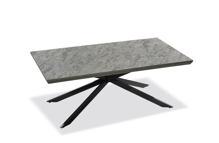 Couchtisch >Irina< in Beton, schwarz, MDF, Metall - 110x42x60cm (BxHxT)