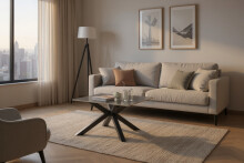 Couchtisch >Janin< in grau, schwarz, Keramik, Metall - 80x45x80cm (BxHxT)