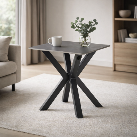 Couchtisch >Janin< in grau, schwarz, Keramik, Metall - 55x55x55cm (BxHxT)