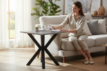 Couchtisch >Janin< in grau, schwarz, Keramik, Metall - 55x55x55cm (BxHxT)